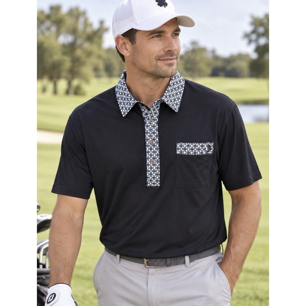 Nation Golf Co. Polo Shirt Men's 3XL Retro Exotica Hard Collar Golf Short Sleeve